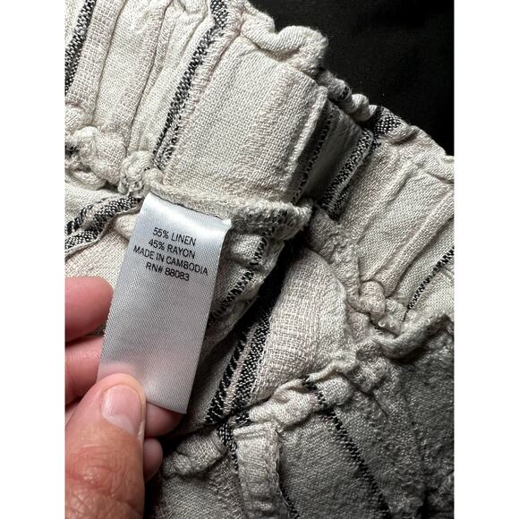 SO stripe minimalist linen coastal pull on pants womens medium boho chic flowy - Picture 5 of 10